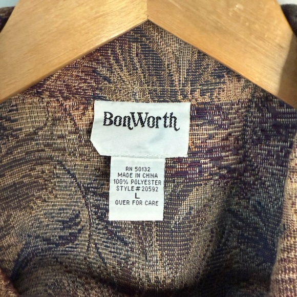 90s BonWorth Brown Pattern Zip-Up Bomber Jacket | Women’s Large - Picture 4 of 5